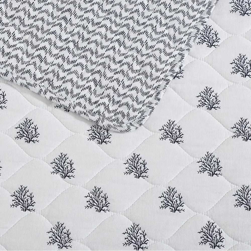 Nautica Coral Beach Blue Twin Quilt Set – 100% Cotton Coastal Bedding w/ Sham